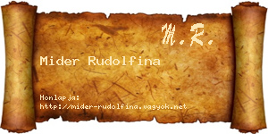 Mider Rudolfina névjegykártya